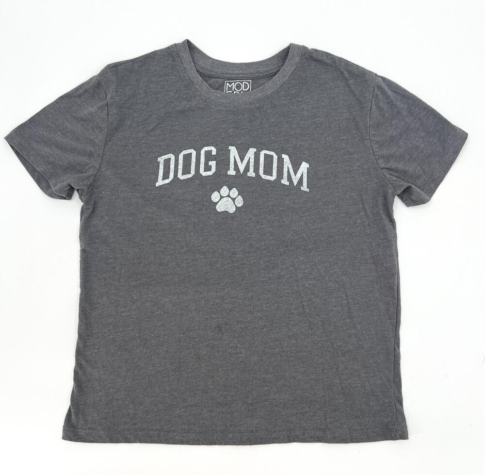 Dog Mom Shirt Womens Medium Gray modern Lux T-Shirt Pullover